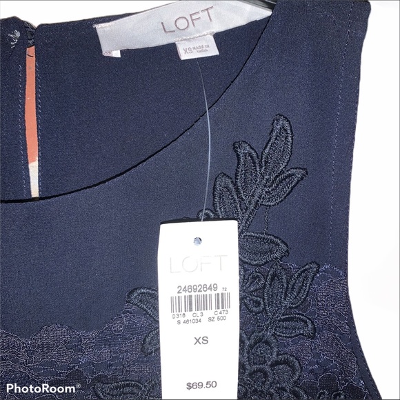 NEW The LOFT | Floral Lace Navy Flippy Dress - Picture 7 of 7